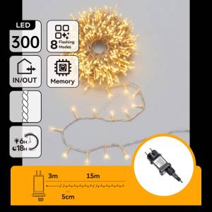 Aigostar - LED външна коледна гирлянда 300xLED/8 функции 18m IP44 топла бяла светлина (AI3078)