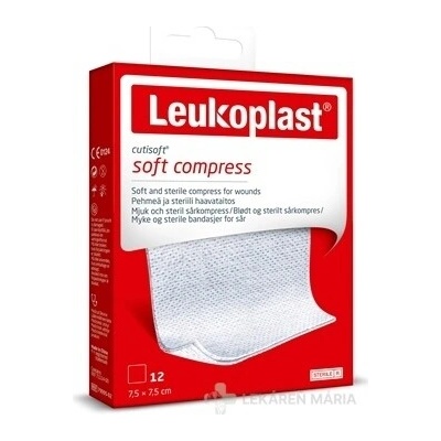 LEUKOPLAST CUTISOFT SOFT COMPRESS krytie na rany sterilné 7,5 x 7,5 cm 12 ks