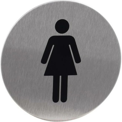 Znak rozlišovací "WC-ženy", Ø 75 mm, samolepící, nerez