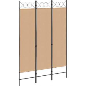 vidaXL 3-панелен параван Бежово 120 x 180 cm Текстил (42039189)