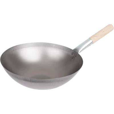 Vogue wok z měkké oceli s kulatým dnem 356 mm