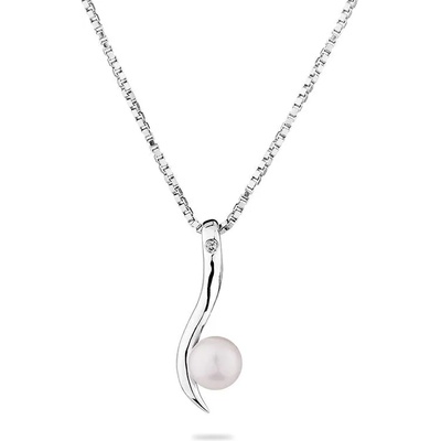 Swan Сребърно колие с бяла сладководна перла и цирконий SP0397W Swan