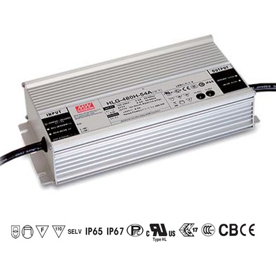 MW-HLG, 480W Profesionální napájecí zdroj, HLG-480H-24A, 24V, 20A, IP67