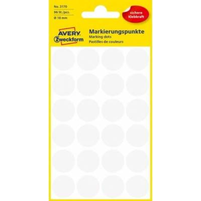 AVERY ZWECKFORM Etikety kulaté 18 mm bílé 96 etiket bal 4 list