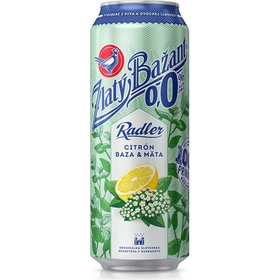 Zlatý Bažant nealko radler Citrón Baza Mäta 0% 6 x 0,5 l (plech)