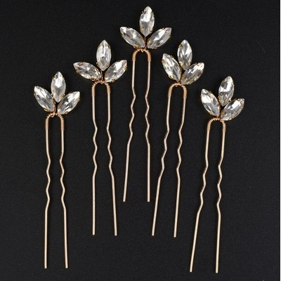 Naishide Jewelry Sada vlásenek s kamínky - 5 ks Druh barvy: Zlatá