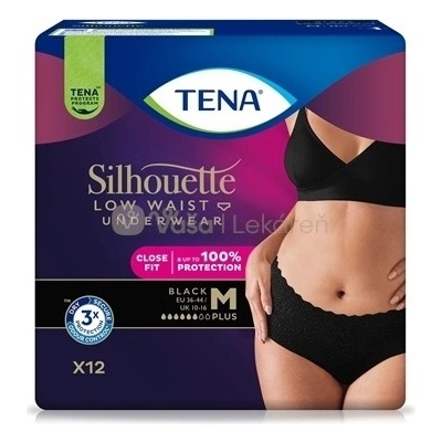 TENA Silhouette Plus Low Waist Black M inkontinenčné nohavičky 12 ks