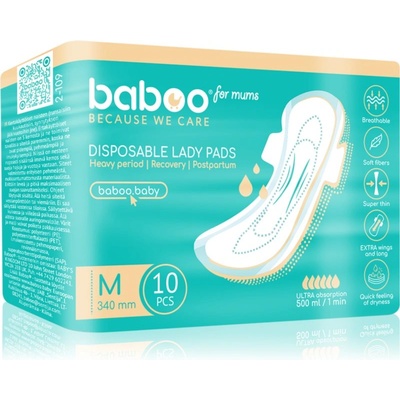 Baboo Postpartum Maternity Pads дамски превръзки за след раждане еднократни размер М 10 бр