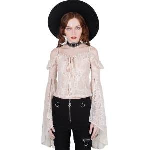 KILLSTAR дамска тениска с дълъг ръкав (top) KILLSTAR - Breathless Lace Bardot - IVORY - KSRA003266