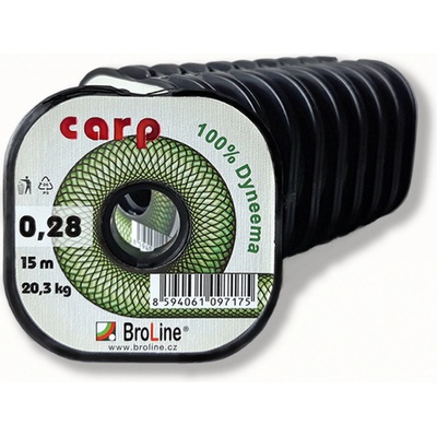 BroLine Carp Dyneema oválná tmavě zelená 10m 0,12mm 8,1kg