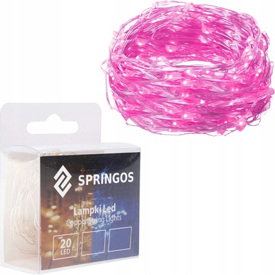 SPRINGOS LED reťaz Nano Duo 2 m 20 LED 2x AA biela ružová