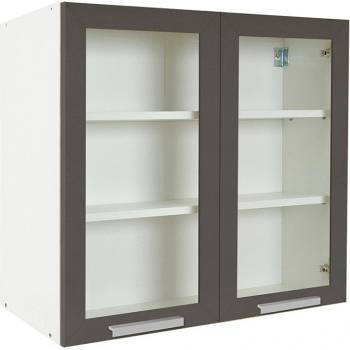 Matis Кухненски шкаф горен с две витрини in v80/s сив