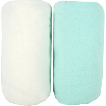 Babycalin Чаршафи 2 Броя 60Х120См 100% Памук Бял/Тюркоаз Babycalin (BBC413713)