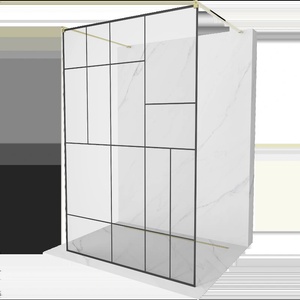 Mexen Kioto самостоятелна душ-панел 110 x 200 см, черен шаблон 8 мм, златен (800-110-002-50-78)