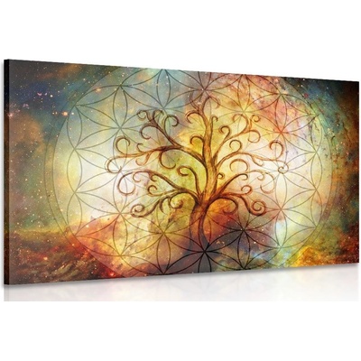 Obraz strom s květinou života - 90x60