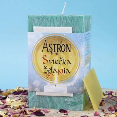 Astron Sviečka želania zelená hranol 11 cm