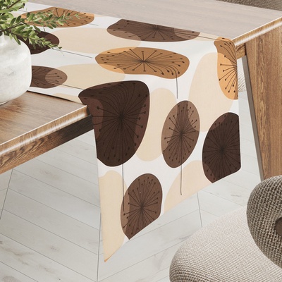 Biante Bavlněný běhoun Sandra SA-488 Hnědo-béžové designové pampelišky 35x120 cm