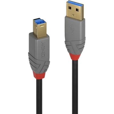 Lindy Кабел Lindy Anthra Line, от USB Type-A 3.0 (м) към USB Type-B (м), 5.0 м, черен (LNY-36744)