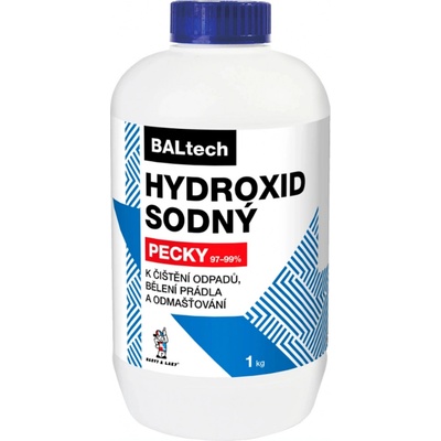 BALtech hydroxid sodný k čištění odpadů a potrubí bělení a barvení textilií odmašťovací lázně pecky 1 kg
