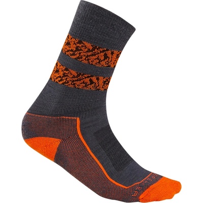 Icebreaker pánske ponožky Merino Hike+ Light Crew Natural Summit Graphite/Blaze/Black