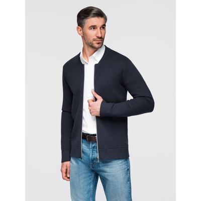 Ombre Clothing Мъжки пуловер с цип - тъмно син V1 OM-SWZS-0146 Ombre Clothing Ombre Clothing | Sin | МЪЖЕ | S