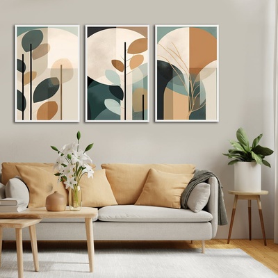 Decono Картини Абстракт в Бежово и Мента