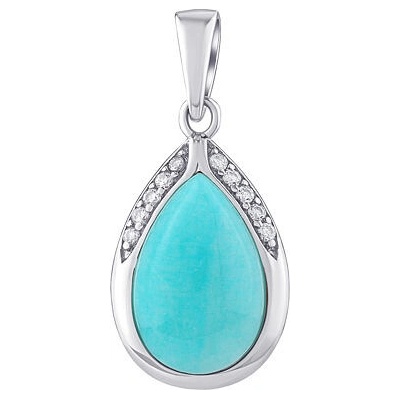 SILVEGO Strieborný prívesok s pravým amazonitom a Brilliance Zirconia JST13327PAZ