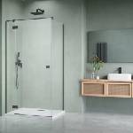 Radaway Правоъгълна душ кабина с люлееща се врата Radaway Essenza KDJ 110x100 см GunMetal матово-прозрачно покритие лява (1385041-92-01L+1384052-01-01)