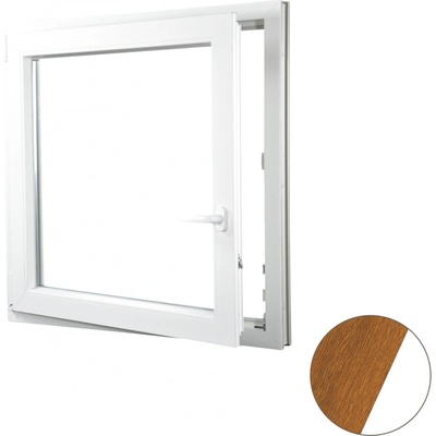 Aluplast Plastové okno jednokřídlo zlatý dub/bílé 550 x 550 mm Levé, Dvojsklo Ug= 1,1