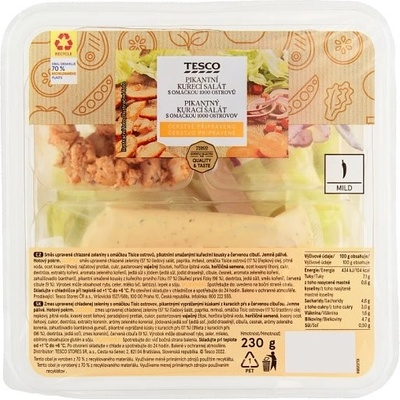 Tesco Pikantný kurací šalát s omáčkou 1000 ostrovov 230 g