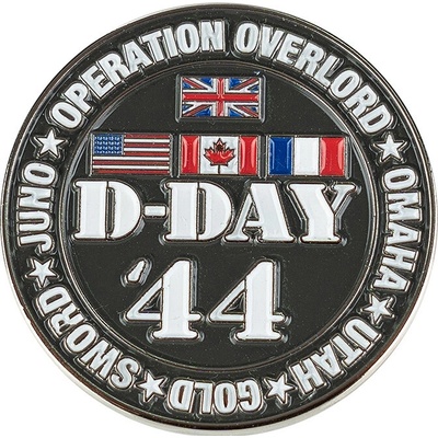 Odznak (pins) 3 cm D-Day 44 pin 5 beaches - olivový-biely