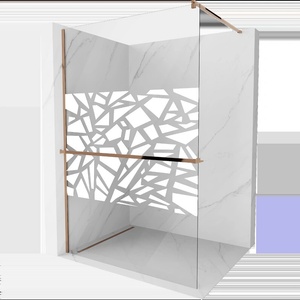 Mexen Kioto+ душ стена с рафт Walk-in 80 x 200 cm, бял мотив, розово злато - 800-080-121-60-85 (800-080-121-60-85)