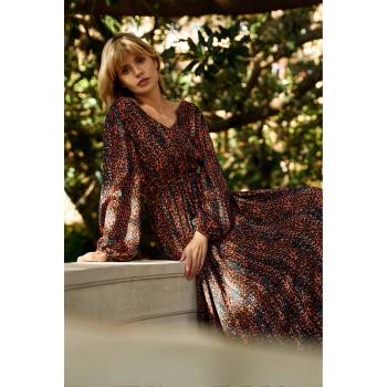 Moodo Оранжева и кафява дамска шарена рокля Moodo Moodo | Kafyav | ЖЕНИ | XS