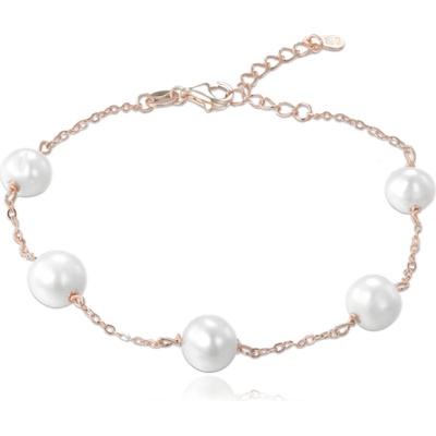 MINET 1446 Rose gold stříbrný náramek s přírodními perlami