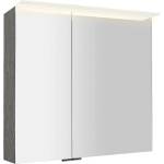SAPHO Linex - Огледален шкаф с LED осветление 80x70x15 см, 2 врати, сребрист дъб LX080-0011 (LX080-0011)