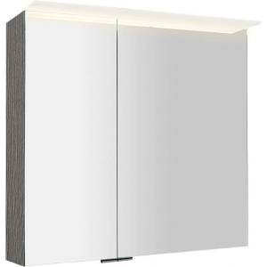 SAPHO Linex - Огледален шкаф с LED осветление 80x70x15 см, 2 врати, сребрист дъб LX080-0011 (LX080-0011)