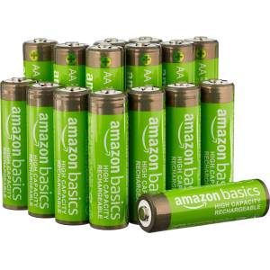 Amazon 16-Pack Rechargeable AA NiMH Batteries with High Capacity, 2400 mAh, 1.2 V, up to 400 times rechargeable, pre-charged - 240AAHCB
