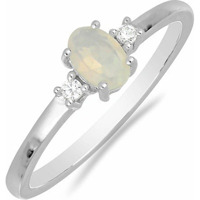 Nefertitis Prsten stříbrný s etiopským opálem a zirkony 015001 ETOP