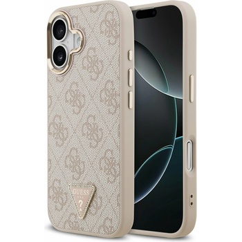 GUESS PU Leather 4G Strass Triangle Logo Gold Frame MagSafe Задний Чехол за iPhone 17 Pink Guess | Rozov | ЖЕНИ | UNI