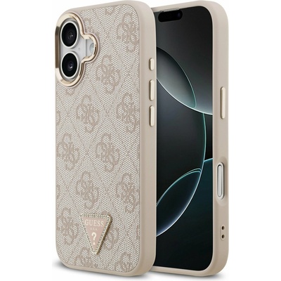 GUESS PU Leather 4G Strass Triangle Logo Gold Frame MagSafe Задний Чехол за iPhone 17 Pink Guess | Rozov | ЖЕНИ | UNI