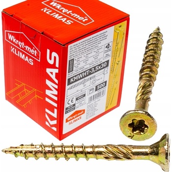 Klimas Wkret-Met TX 3,5x30mm - 500 ks - Skrutky / Vruty do dreva so zapustenou hlavou, WKCS