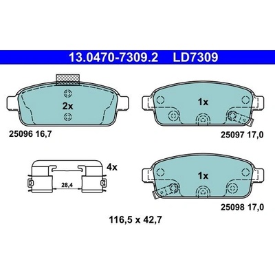 Sada brzdových platničiek kotúčovej brzdy ATE Ceramic 13.0470-7309.2