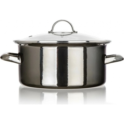 Banquet Hrnec smaltovaný METALLIC Black 22 cm, 3,75 l, s poklicí, 22 cm
