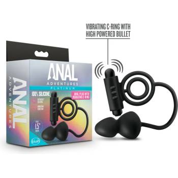 Blush Novelties Anal Adventures Platinum Anal Plug with Vibrating C-Ring Black