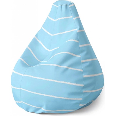 Sablio Sedací vak Pear Bílé linky na modré Sablio 70 x 95 x 15 cm