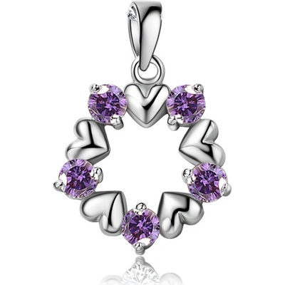 Olivie Stříbrný srdíčkový přívěsek Violet 4147