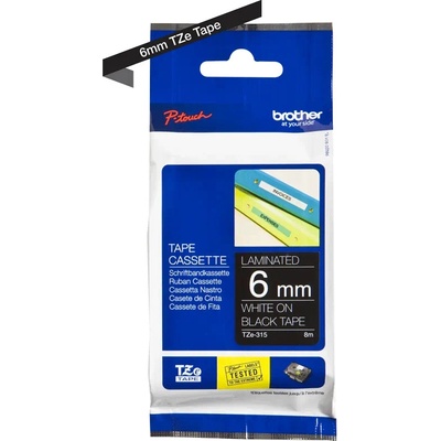 BROTHER TZE-315 biela na čiernej 6 mm