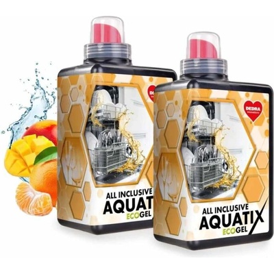 DEDRA SADA 1+1 AQUATIX gel do myčky nádobí ALL INCLUSIVE účinek 2 x 1 l 110 mytí