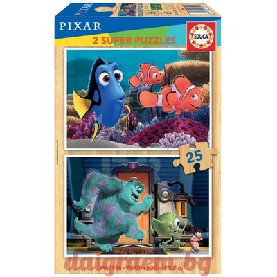 Educa Дървен пъзел EDUCA 18597 - 2 х 25 части - Disney Pixar (EDU18597)