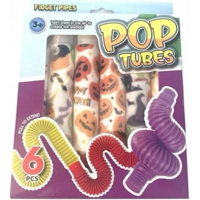 Alltoys Fidget pop rúrky 6 ks so svetelným efektom Halloween